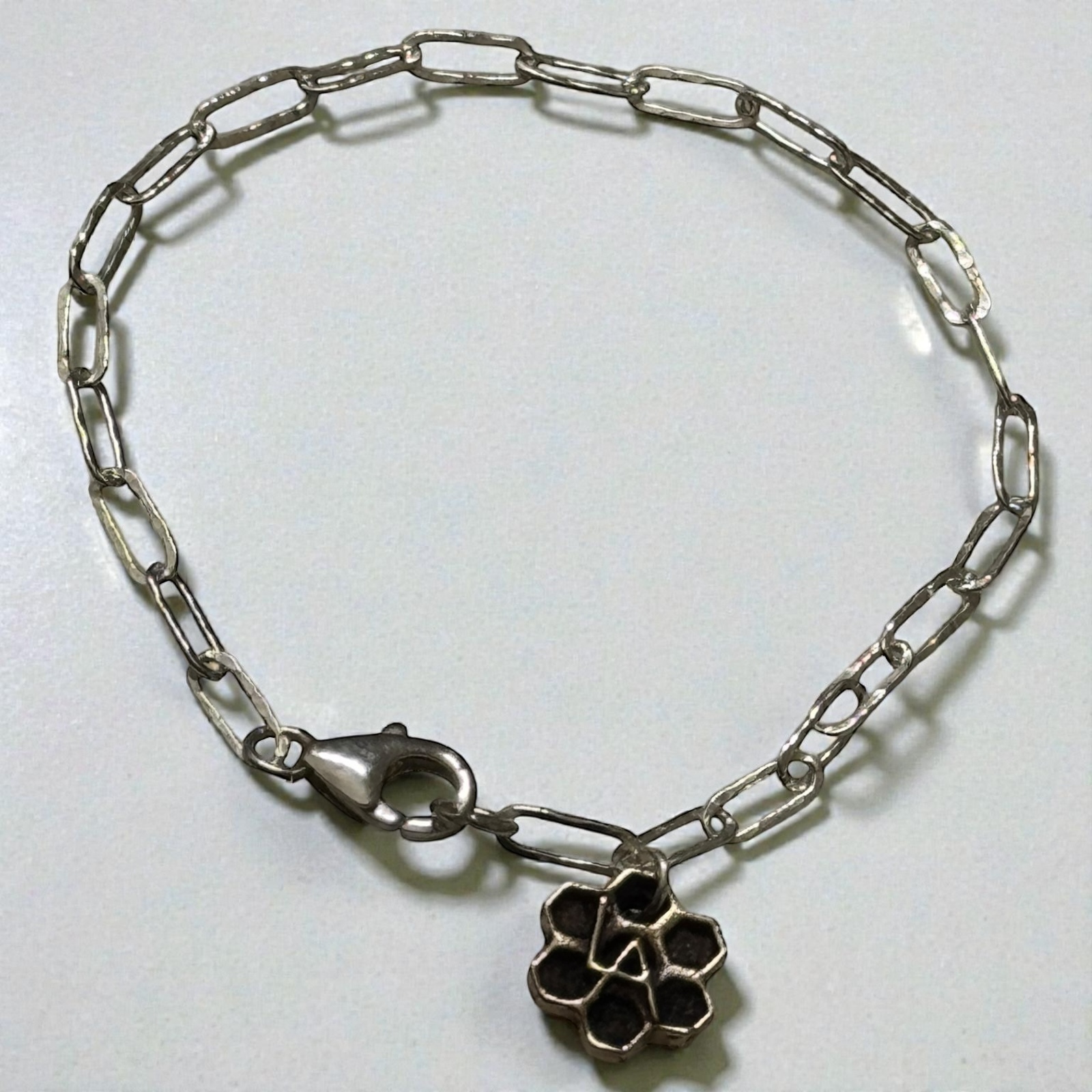Hammered Oval Charm Bracelet