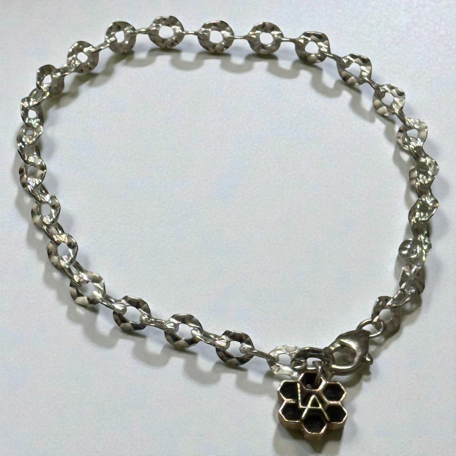 Silver Ripple Charm Bracelet